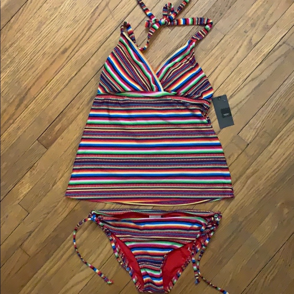 Festive and colorful tankini.